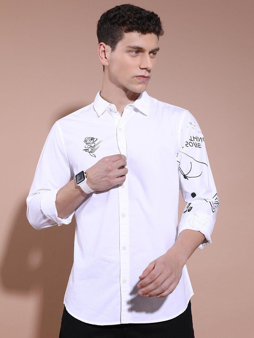 ketch graphic printed slim fit opaque casual shirt