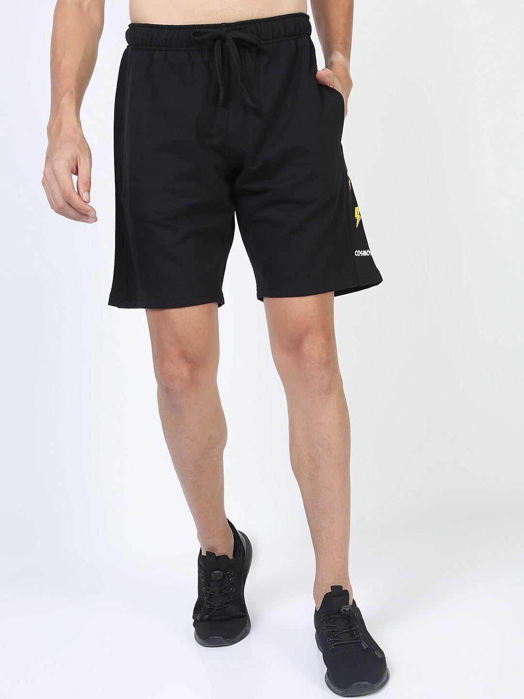 ketch men black printed slim fit sports shorts