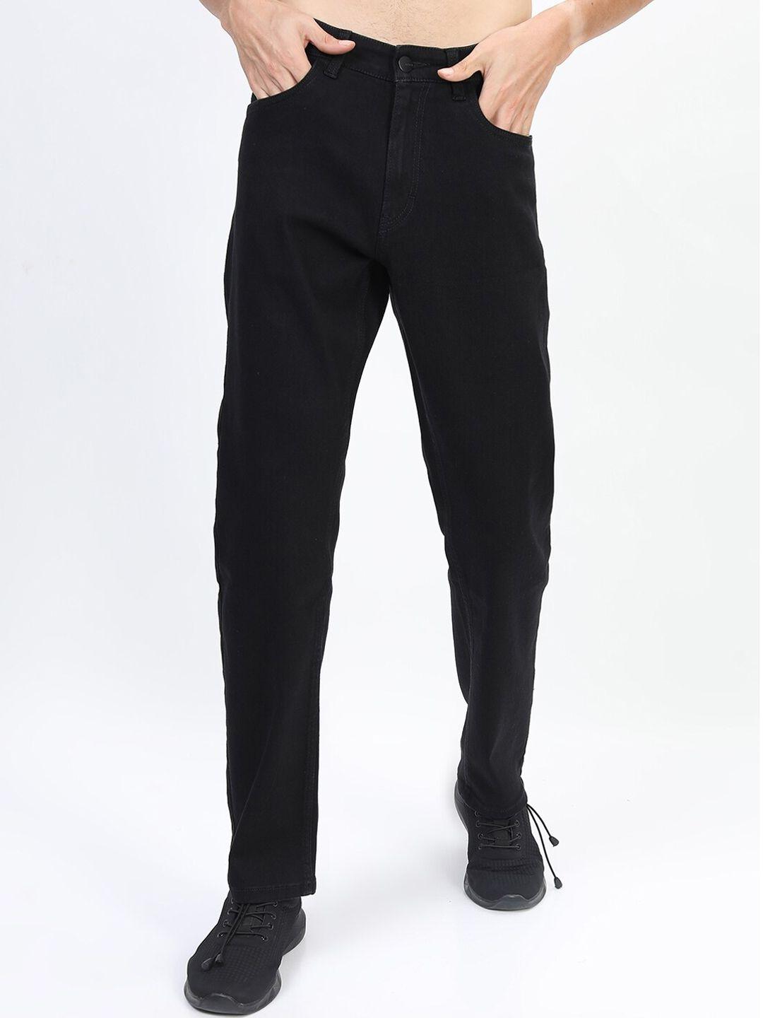 ketch men black straight fit stretchable jeans