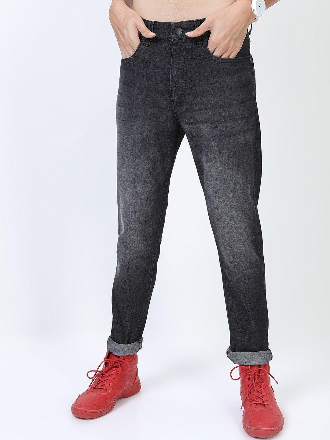 ketch men black tapered fit light fade stretchable jeans