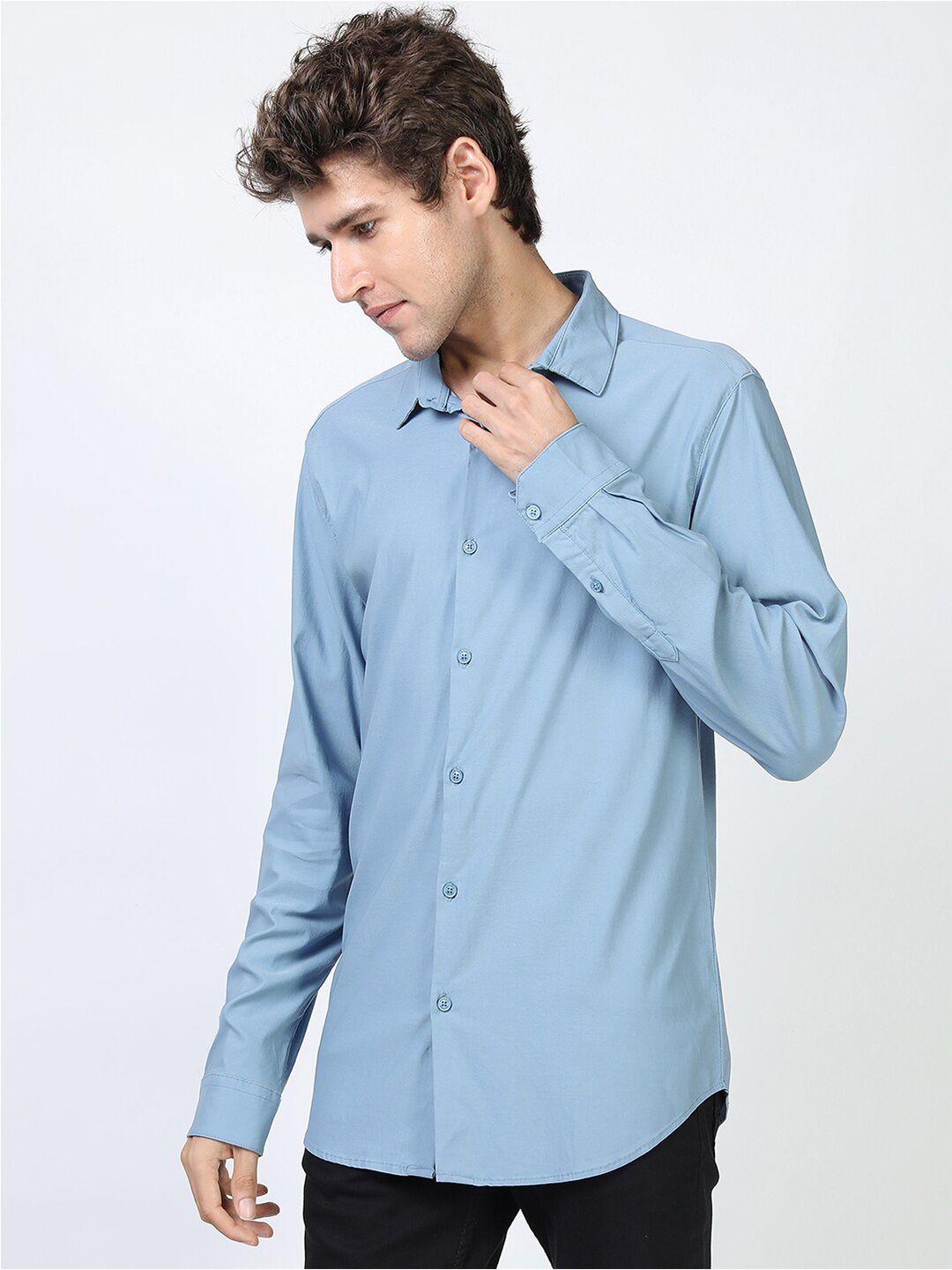 ketch men blue slim fit casual shirt