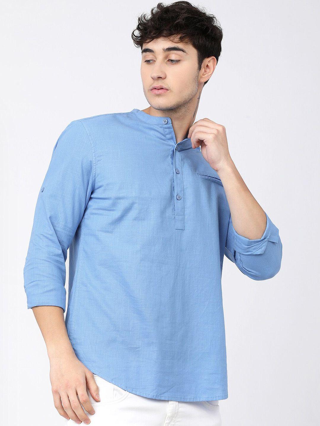 ketch men blue slim fit opaque casual shirt