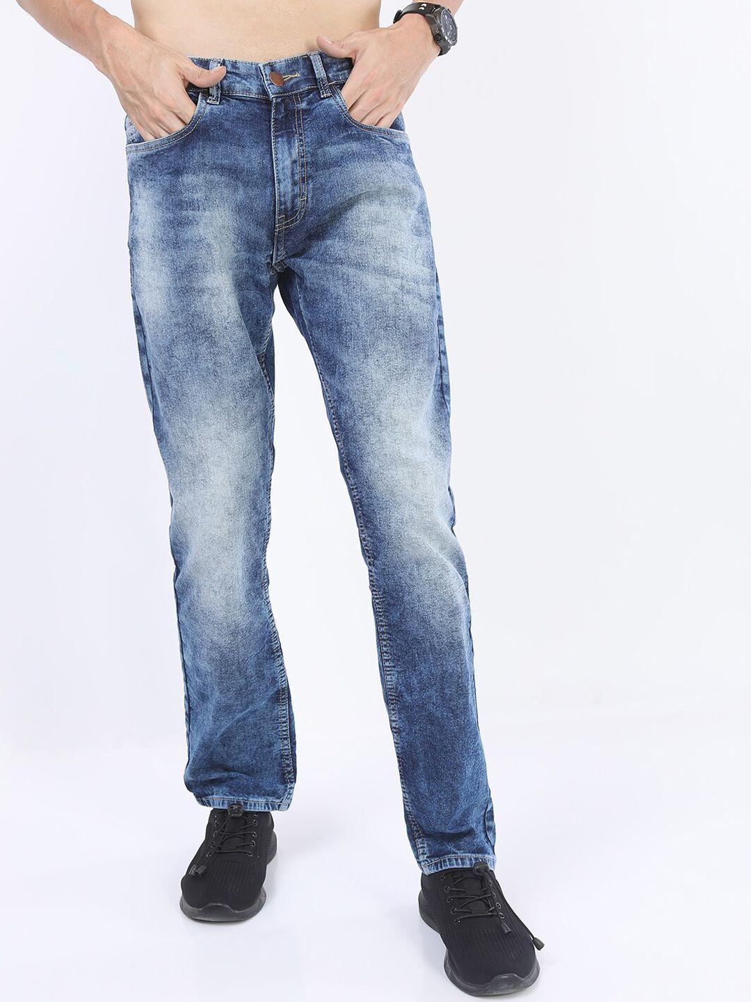 ketch men blue straight fit clean look heavy fade stretchable jeans
