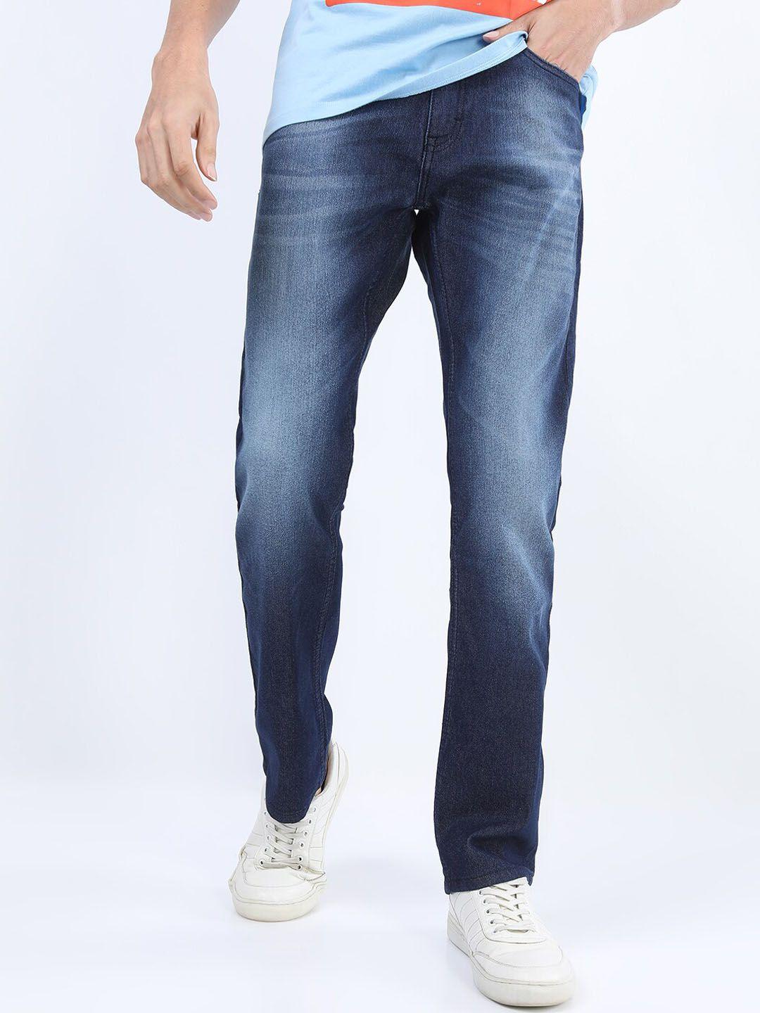ketch men blue straight fit clean look light fade stretchable jeans