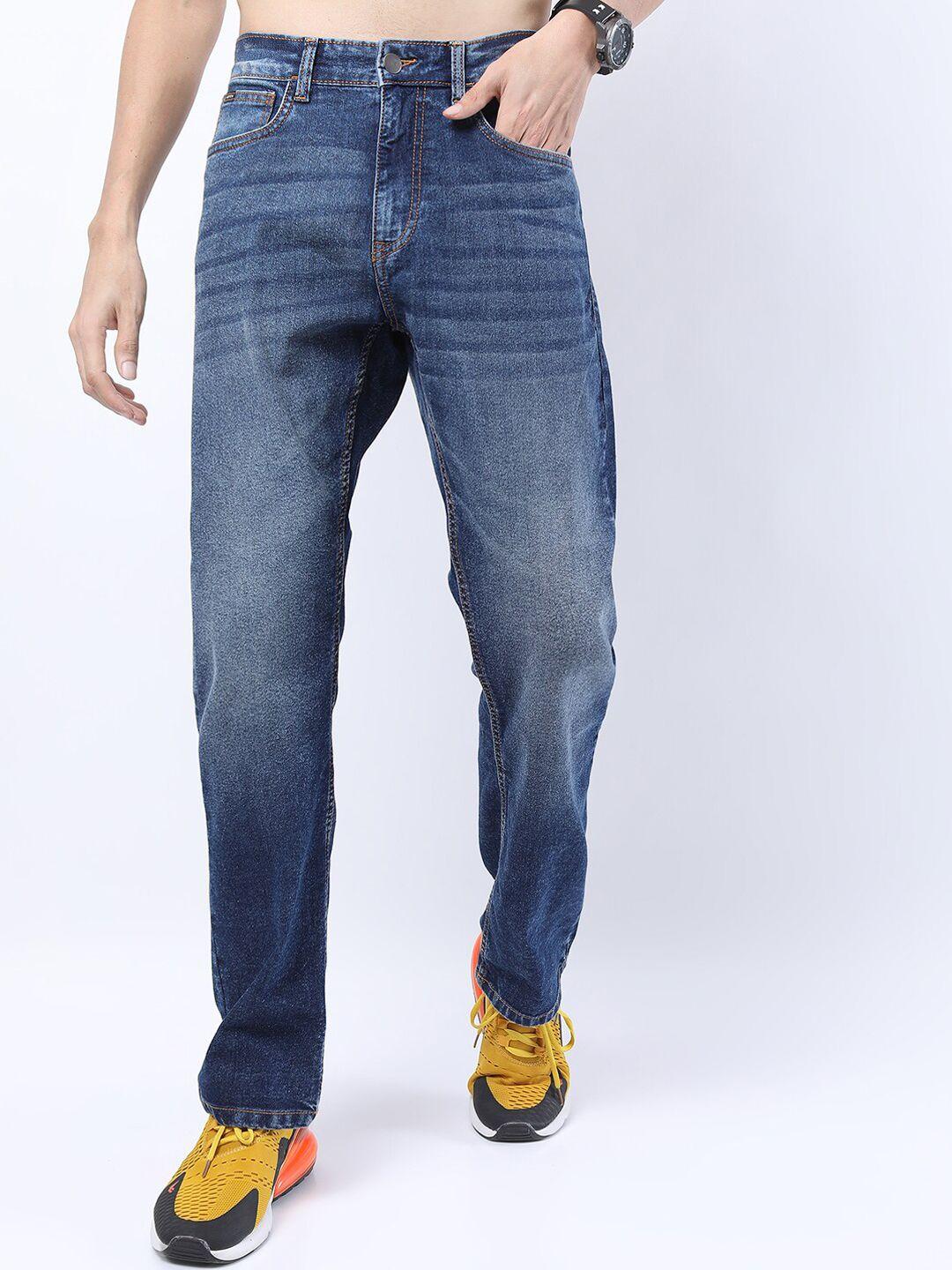 ketch men blue straight fit clean look light fade stretchable jeans