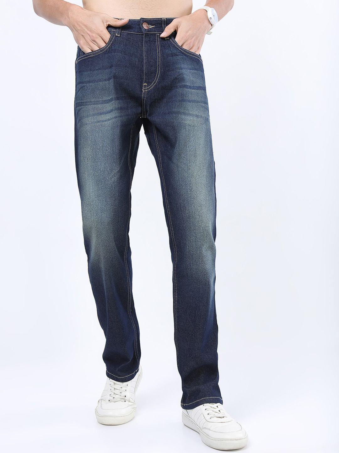 ketch men blue straight fit clean look light fade stretchable jeans