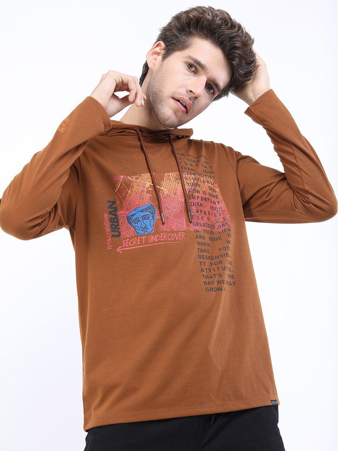 ketch men brown printed slim fit t-shirt