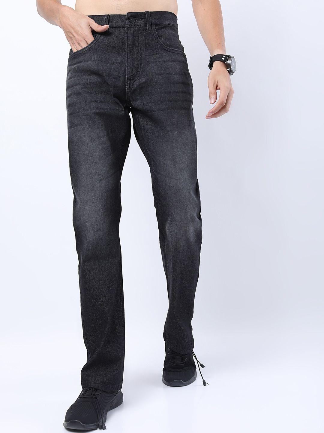 ketch men charcoal bootcut light fade stretchable jeans