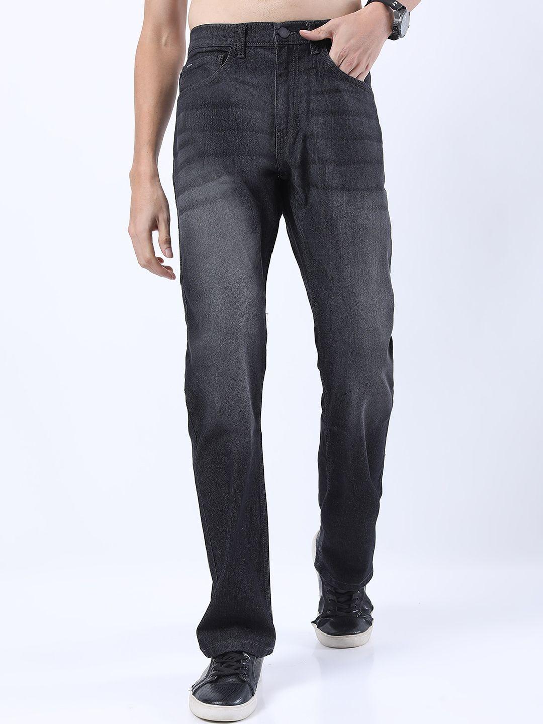 ketch men charcoal bootcut light fade stretchable jeans