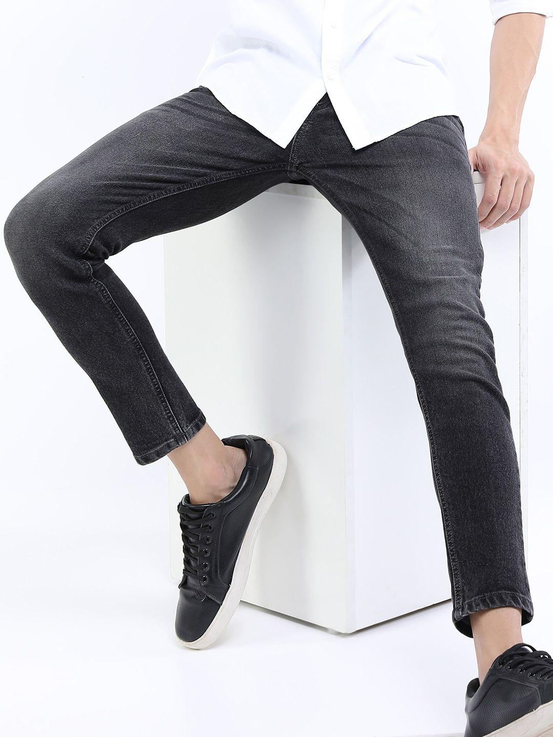 ketch men charcoal skinny fit light fade cotton stretchable jeans