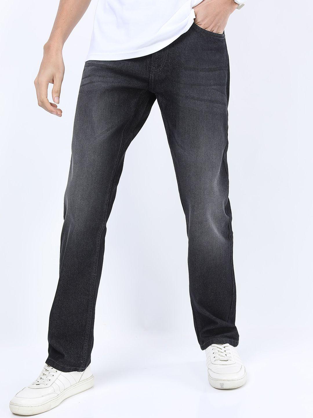 ketch men charcoal straight fit mid-rise light fade stretchable jeans