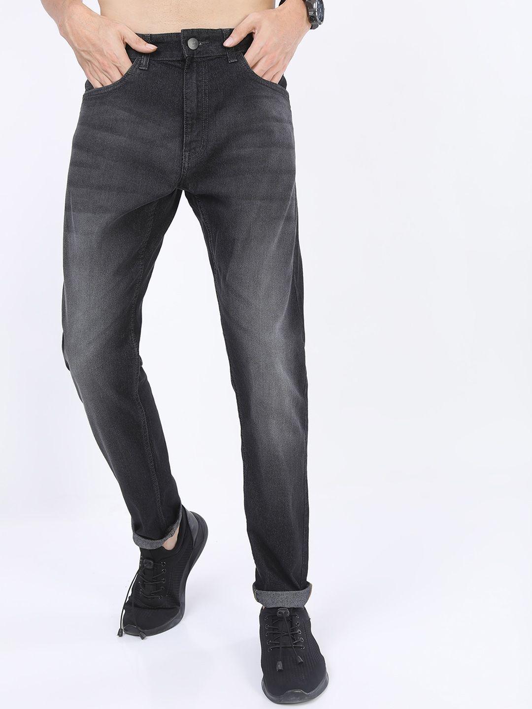 ketch men charcoal tapered fit heavy fade stretchable jeans