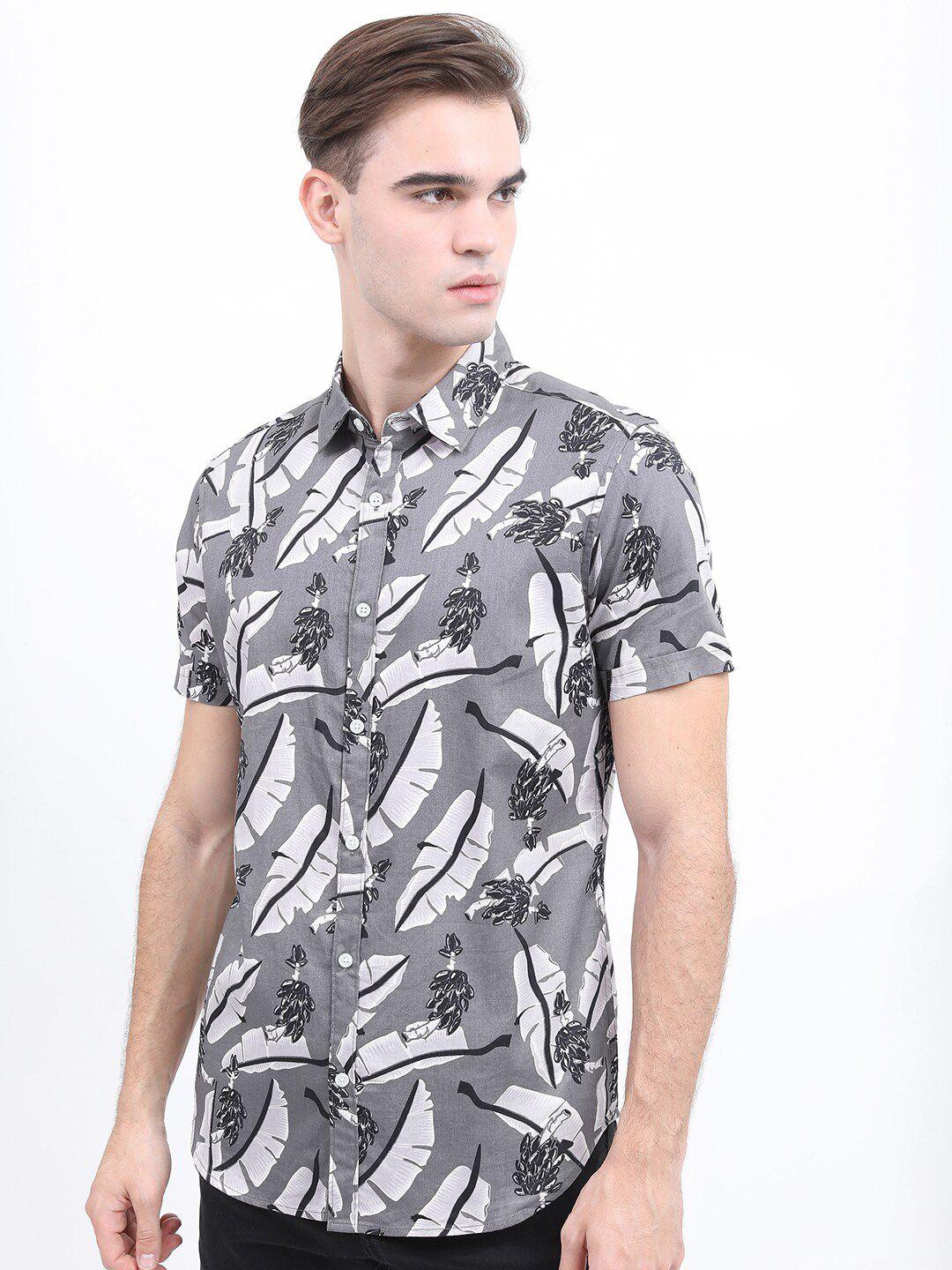 ketch men cotton slim fit printed casual shirt