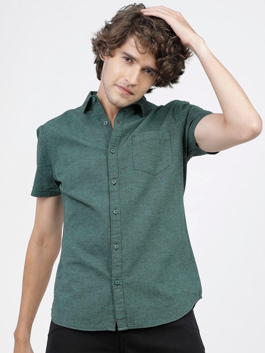 ketch men green slim fit casual shirt