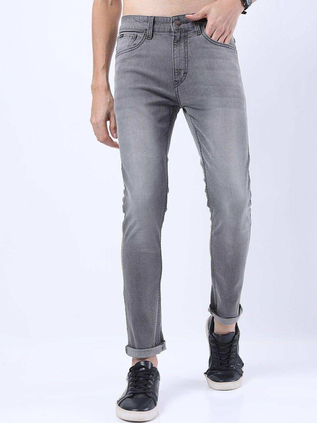 ketch men grey skinny fit clean look light fade stretchable jeans