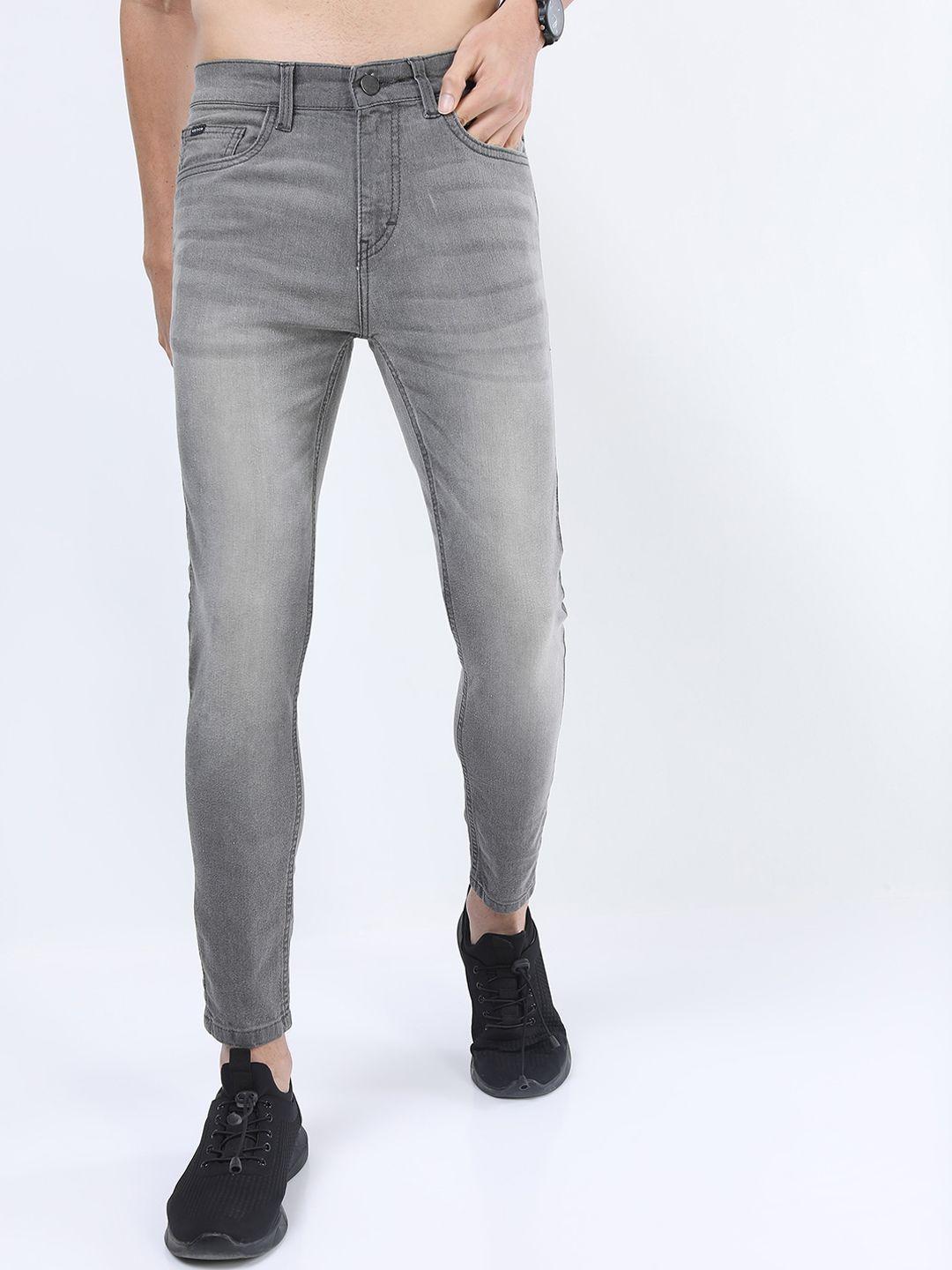 ketch men grey skinny fit heavy fade stretchable jeans