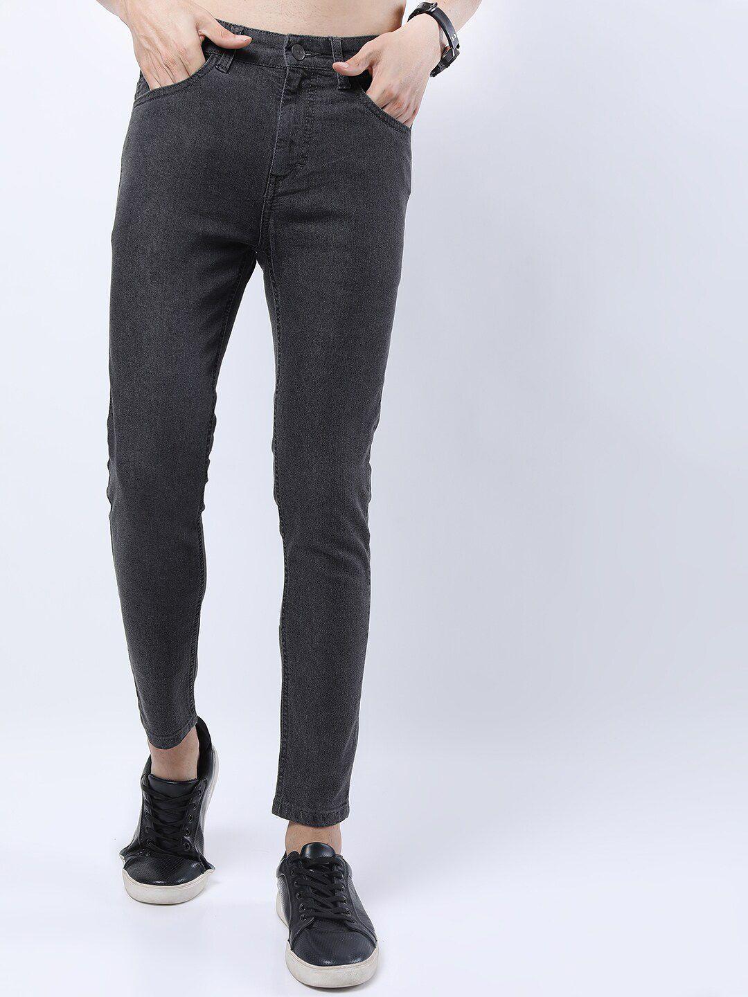 ketch men grey skinny fit low distress stretchable jeans