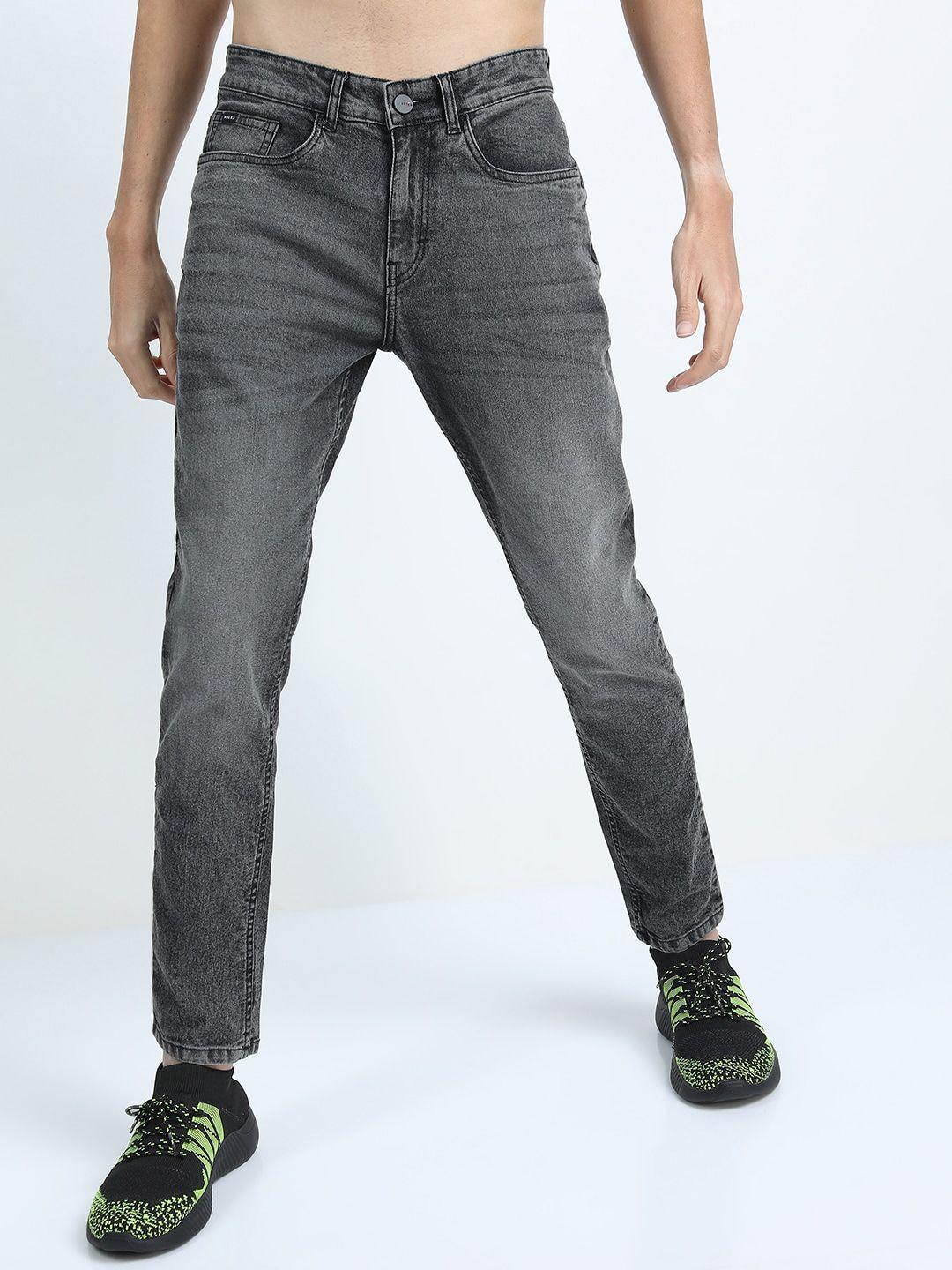 ketch men grey tapered fit heavy fade jeans