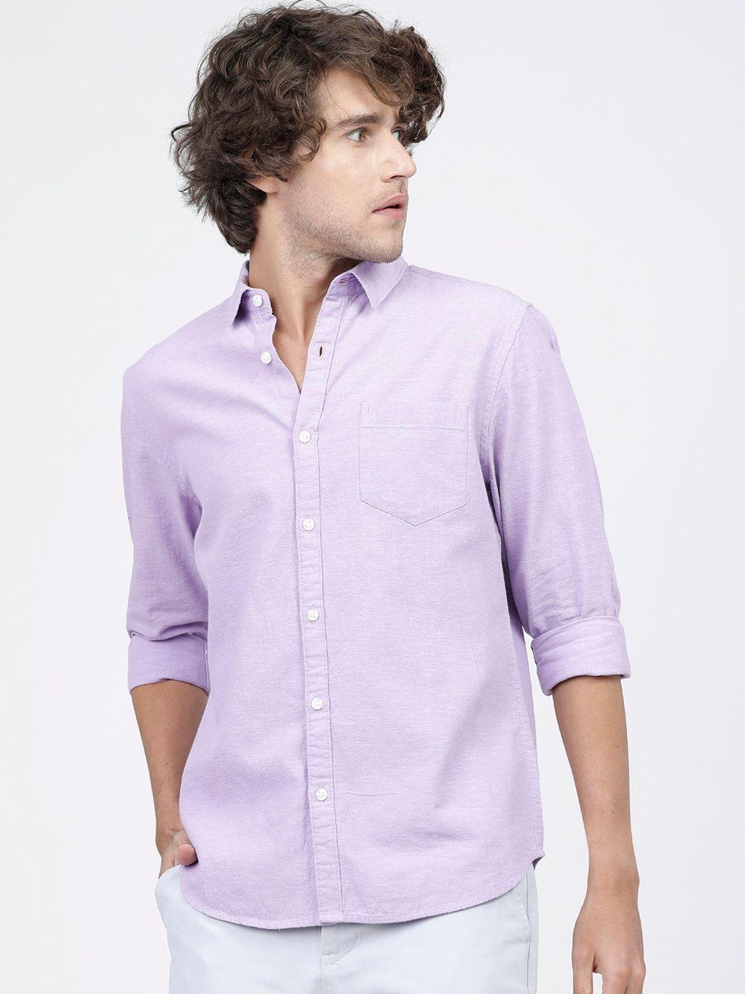 ketch men lavender slim fit opaque casual shirt