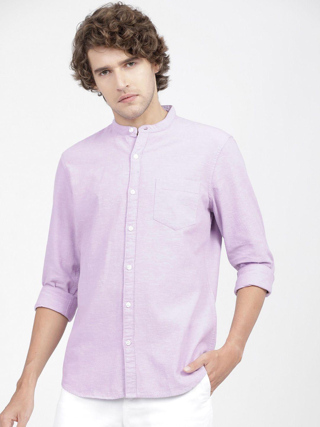 ketch men lavender slim fit opaque casual shirt