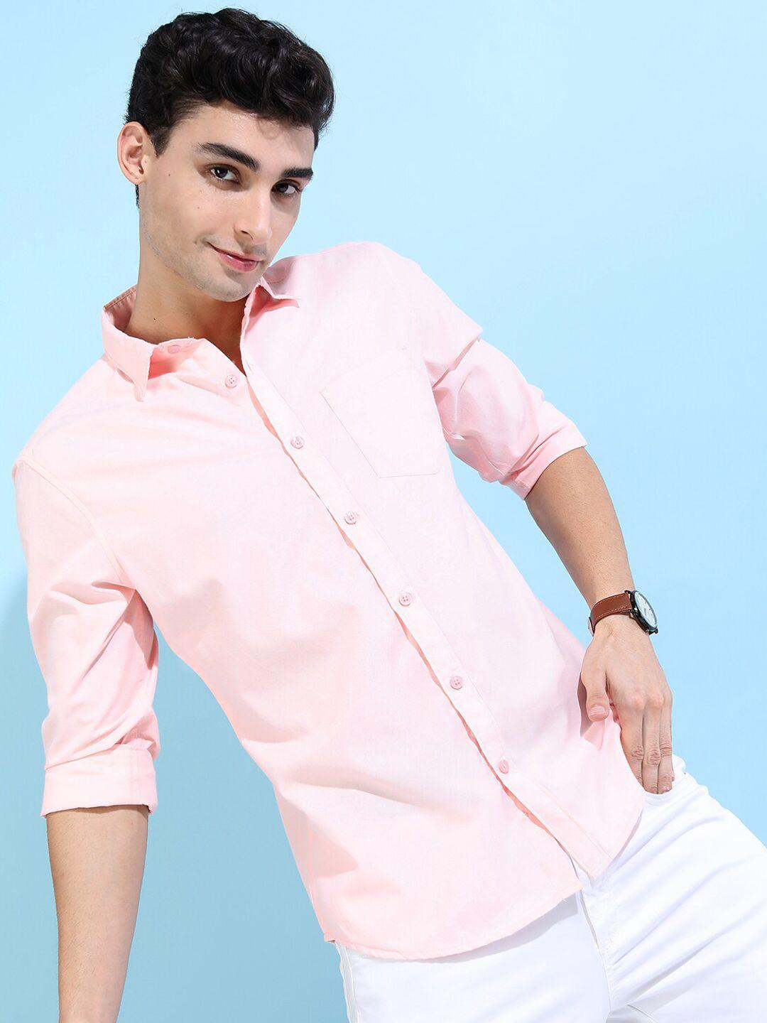 ketch men pink slim fit casual shirt