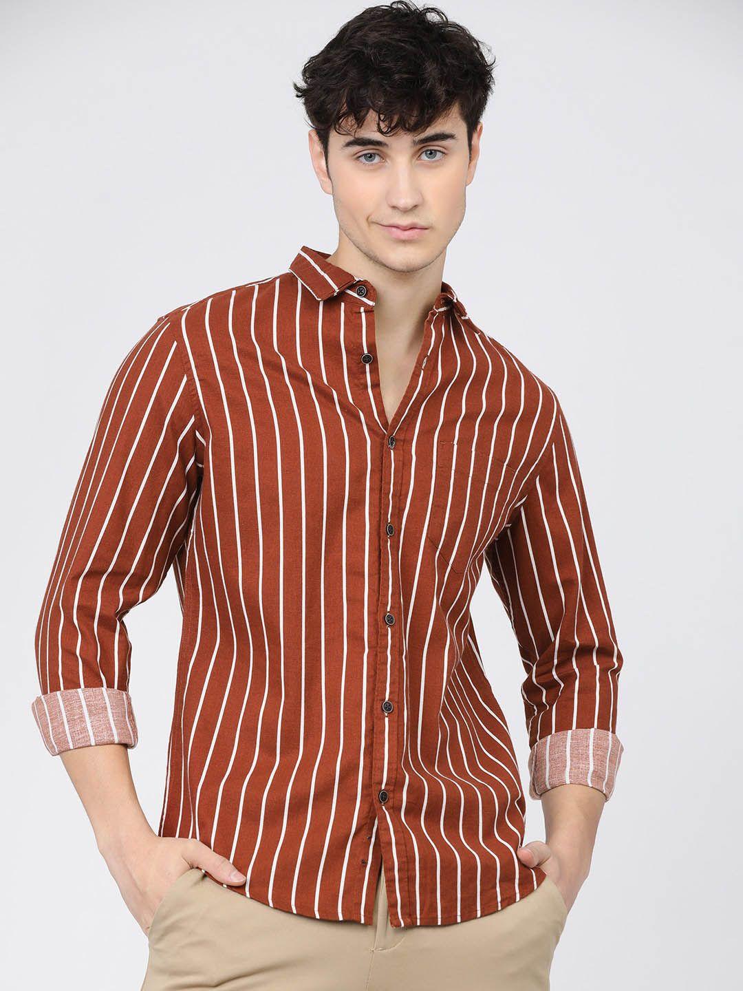 ketch men slim fit opaque striped casual shirt