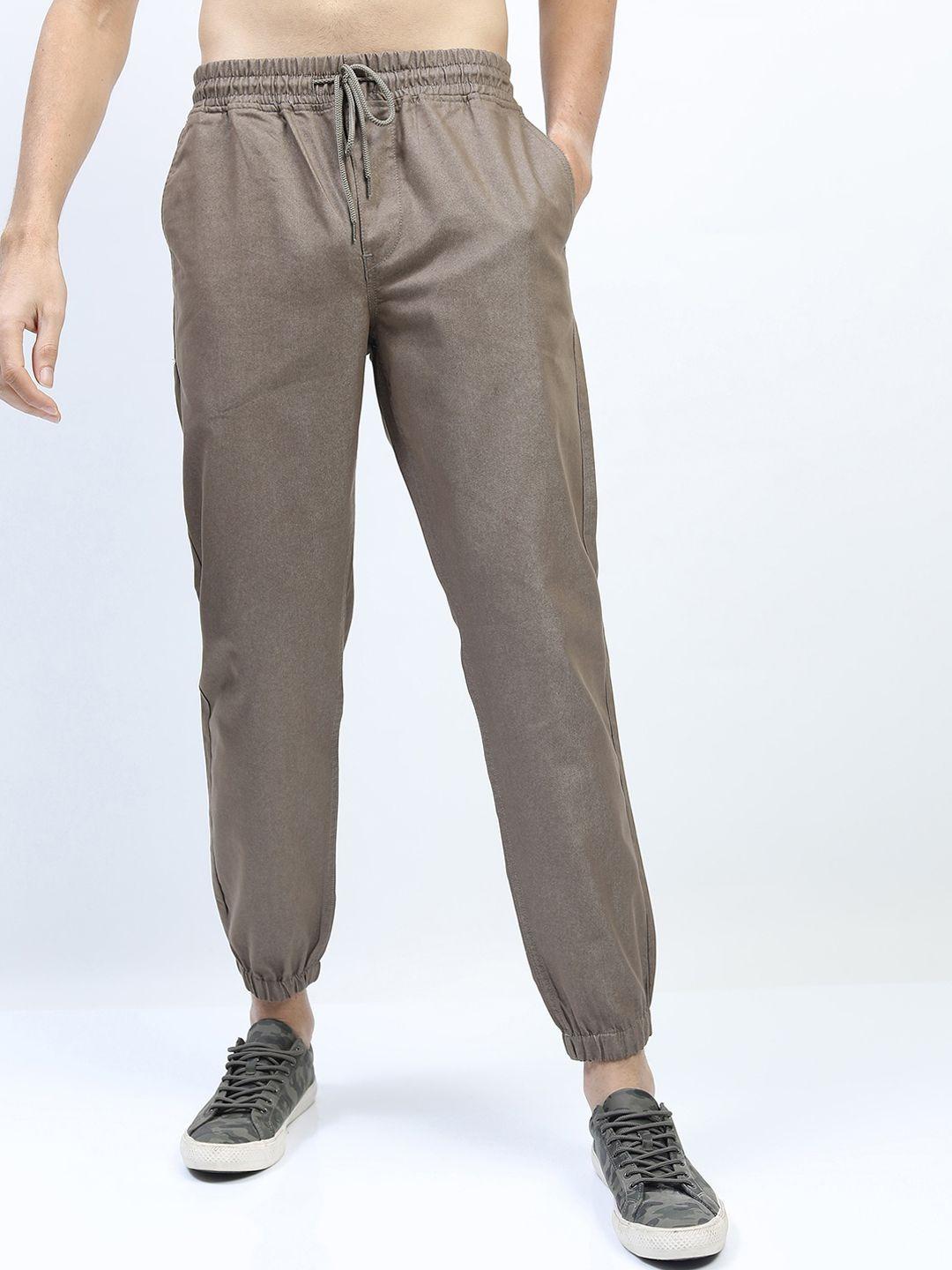 ketch men taupe printed joggers trousers