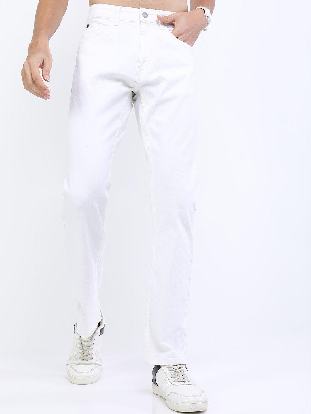 ketch men white straight fit clean look stretchable jeans