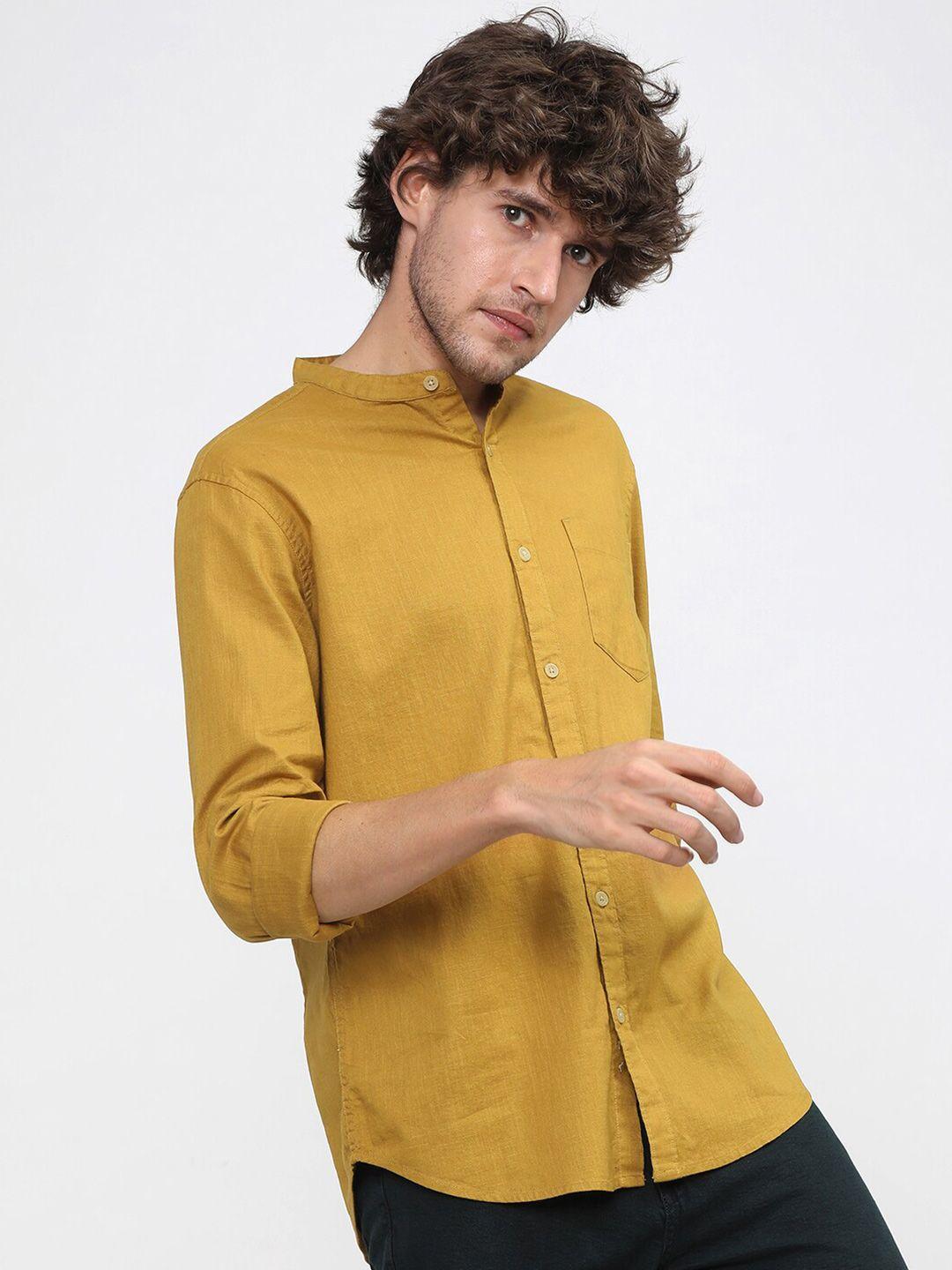 ketch men yellow slim fit casual shirt