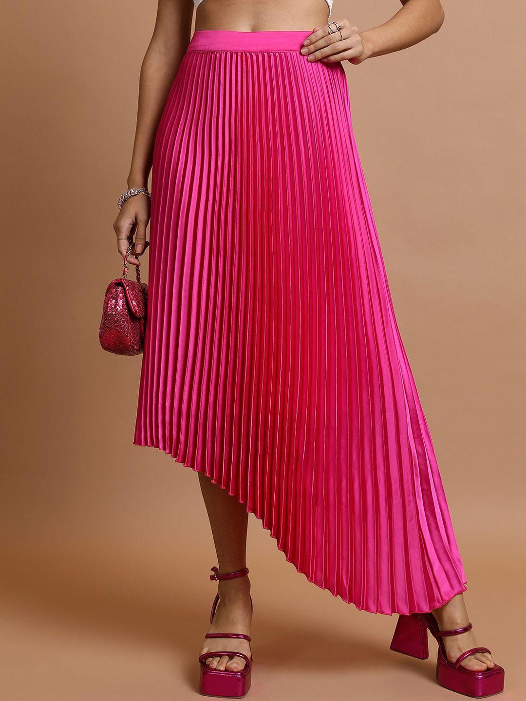 ketch mid-rise pleated flared-fit maxi-a-line skirts
