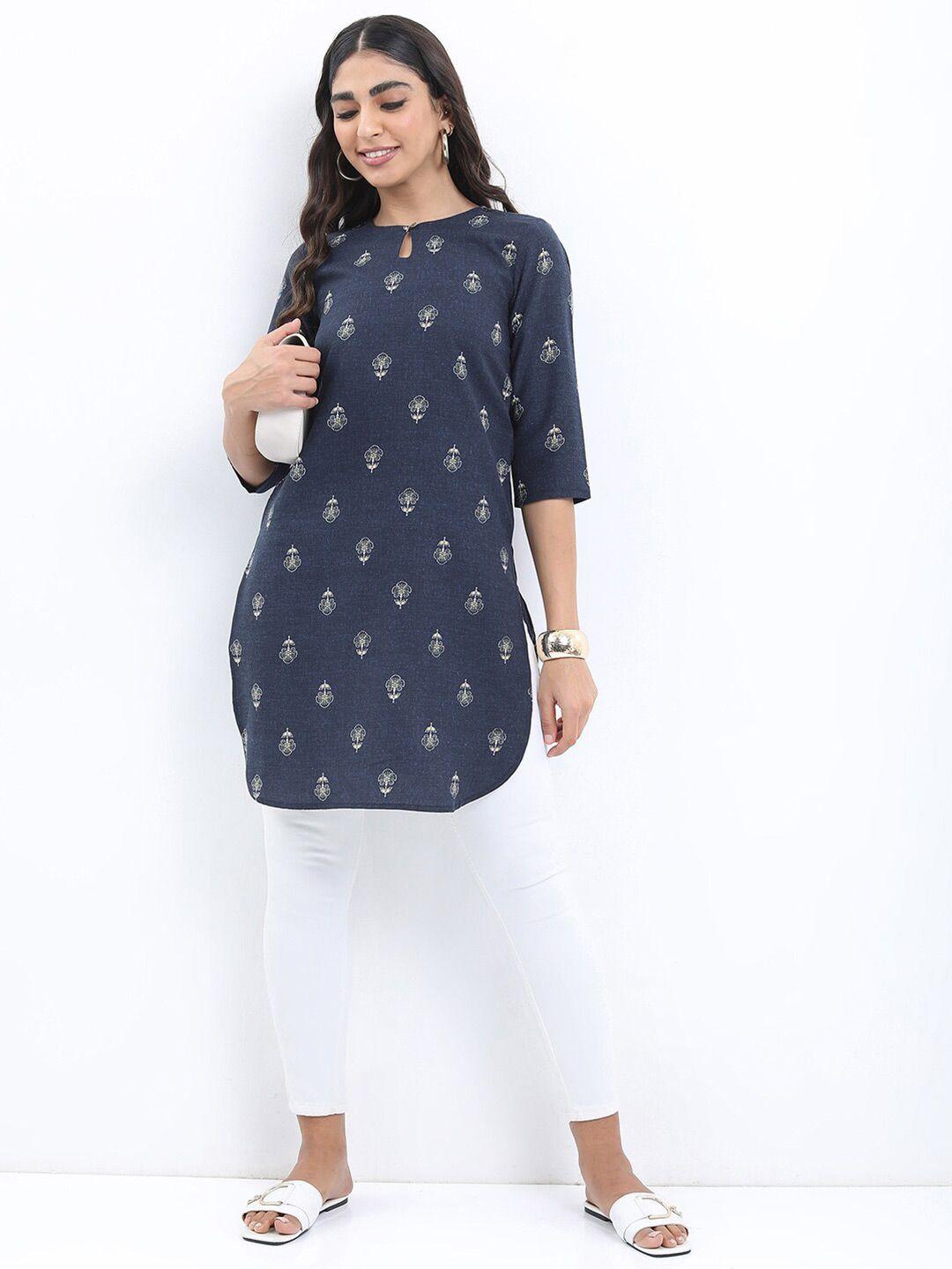 ketch navy blue & white printed tunic