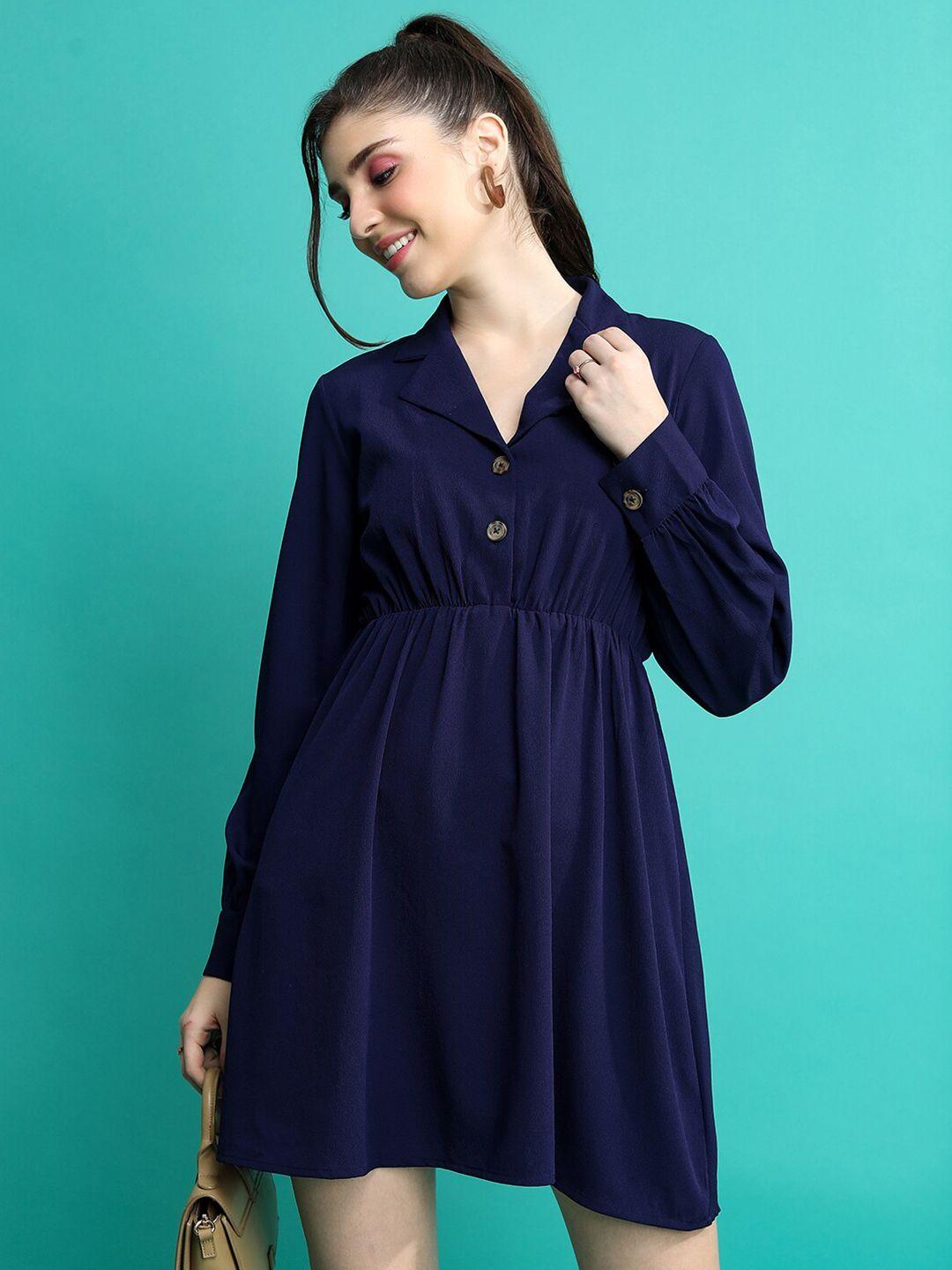 ketch navy blue fit & flare dress