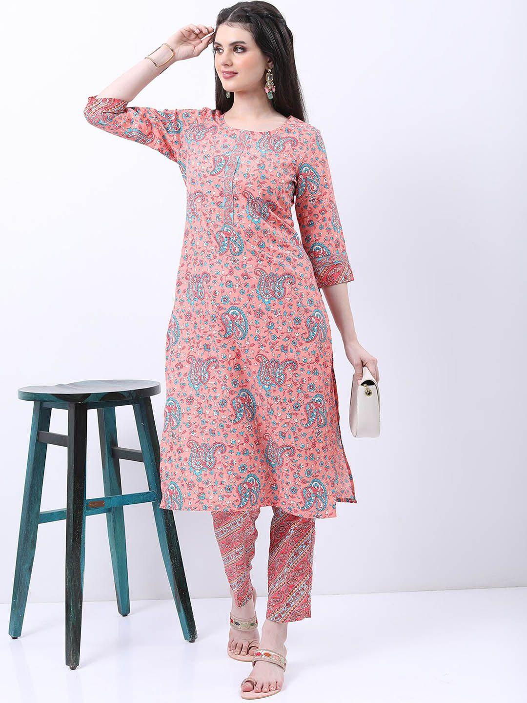 ketch paisley printed regular kurta with trousers