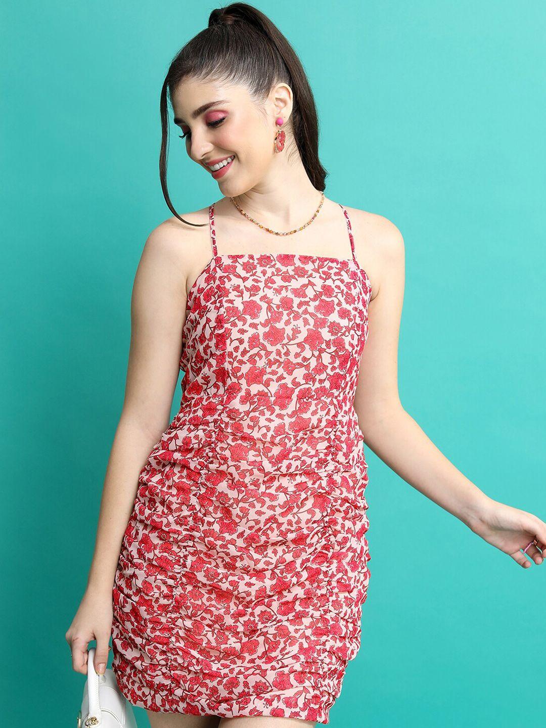 ketch pink floral print a-line dress