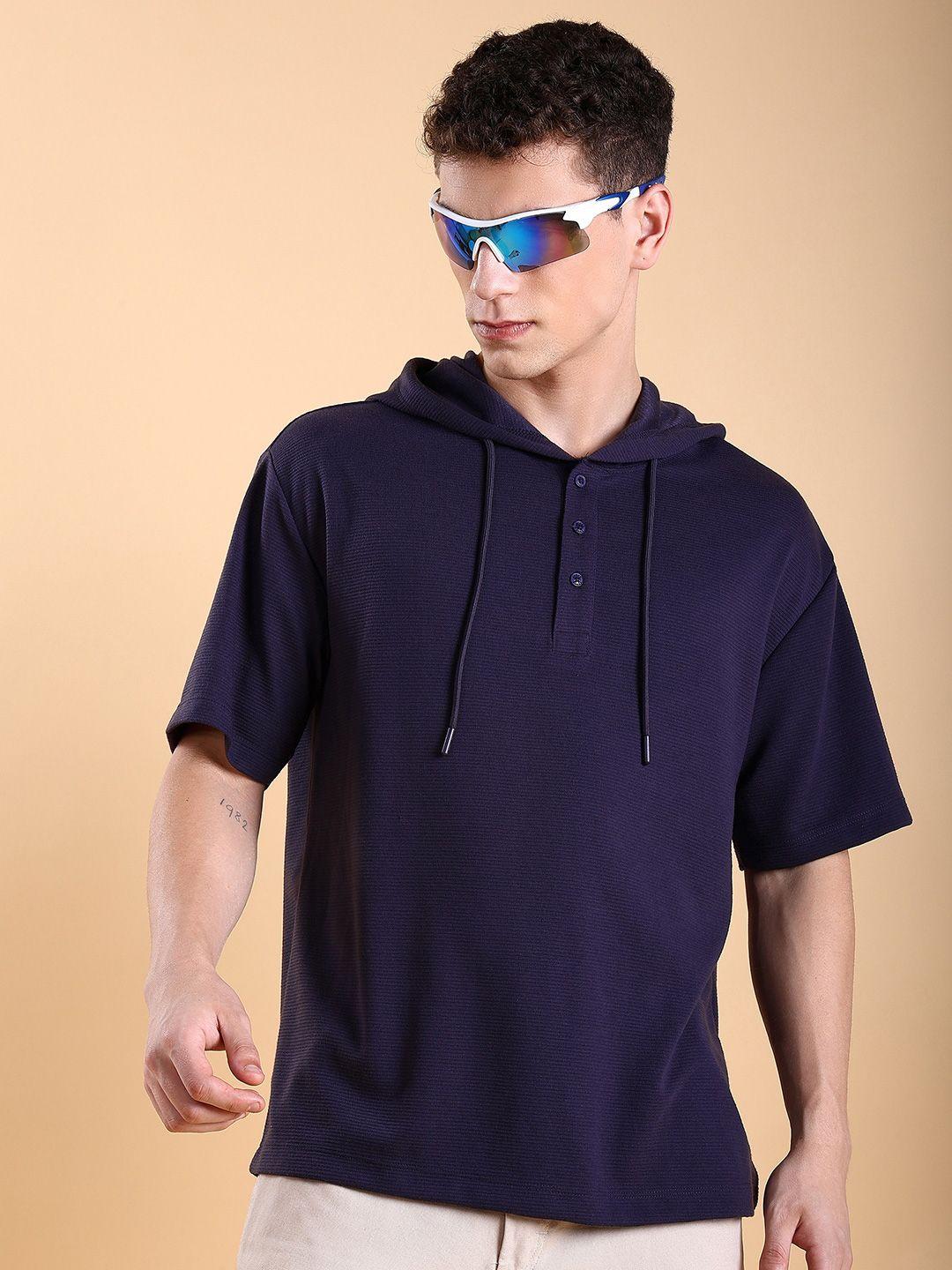 ketch purple hooded drop-shoulder sleeves oversized t-shirt