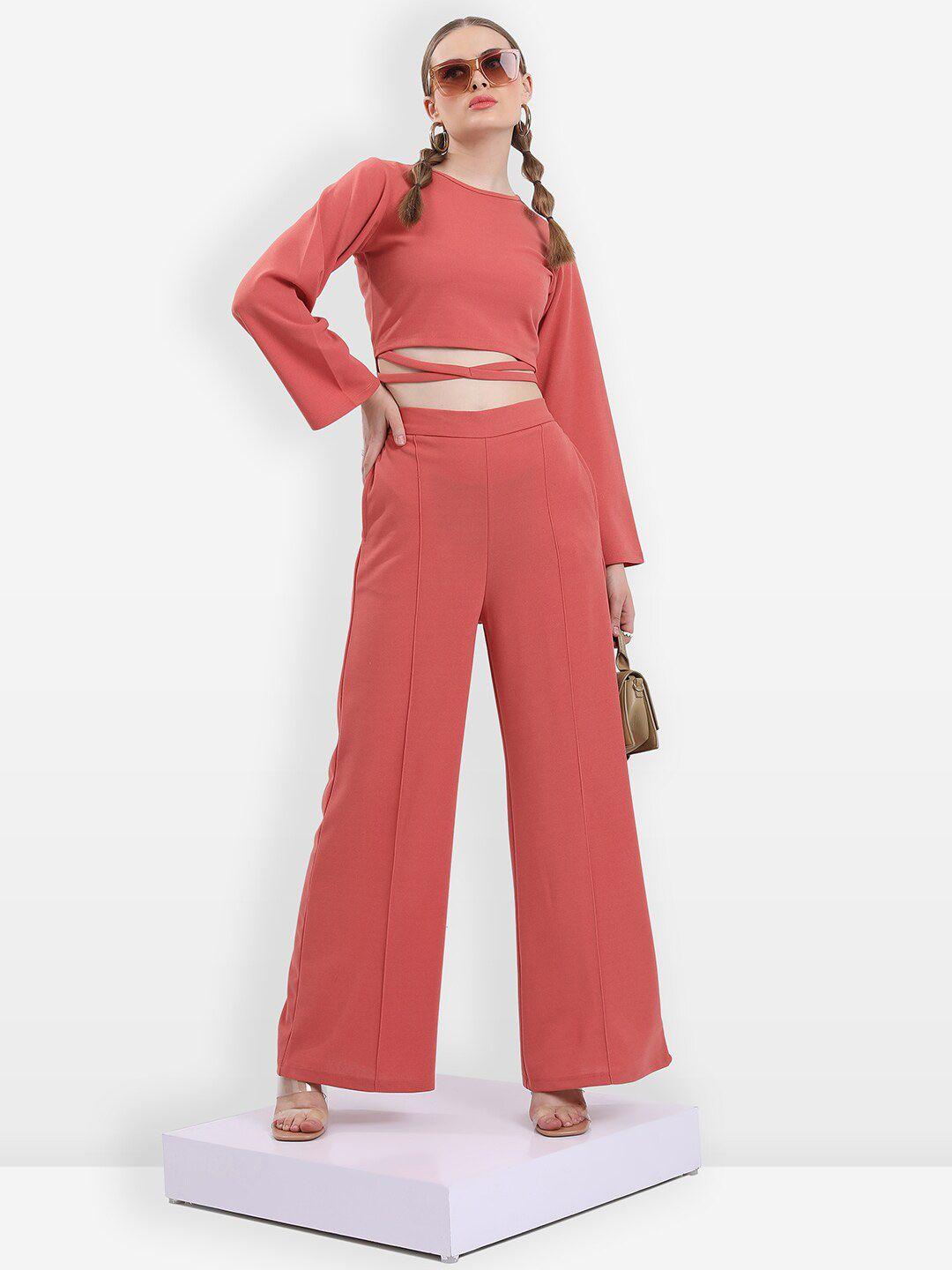 ketch round neck cropped top & palazzo