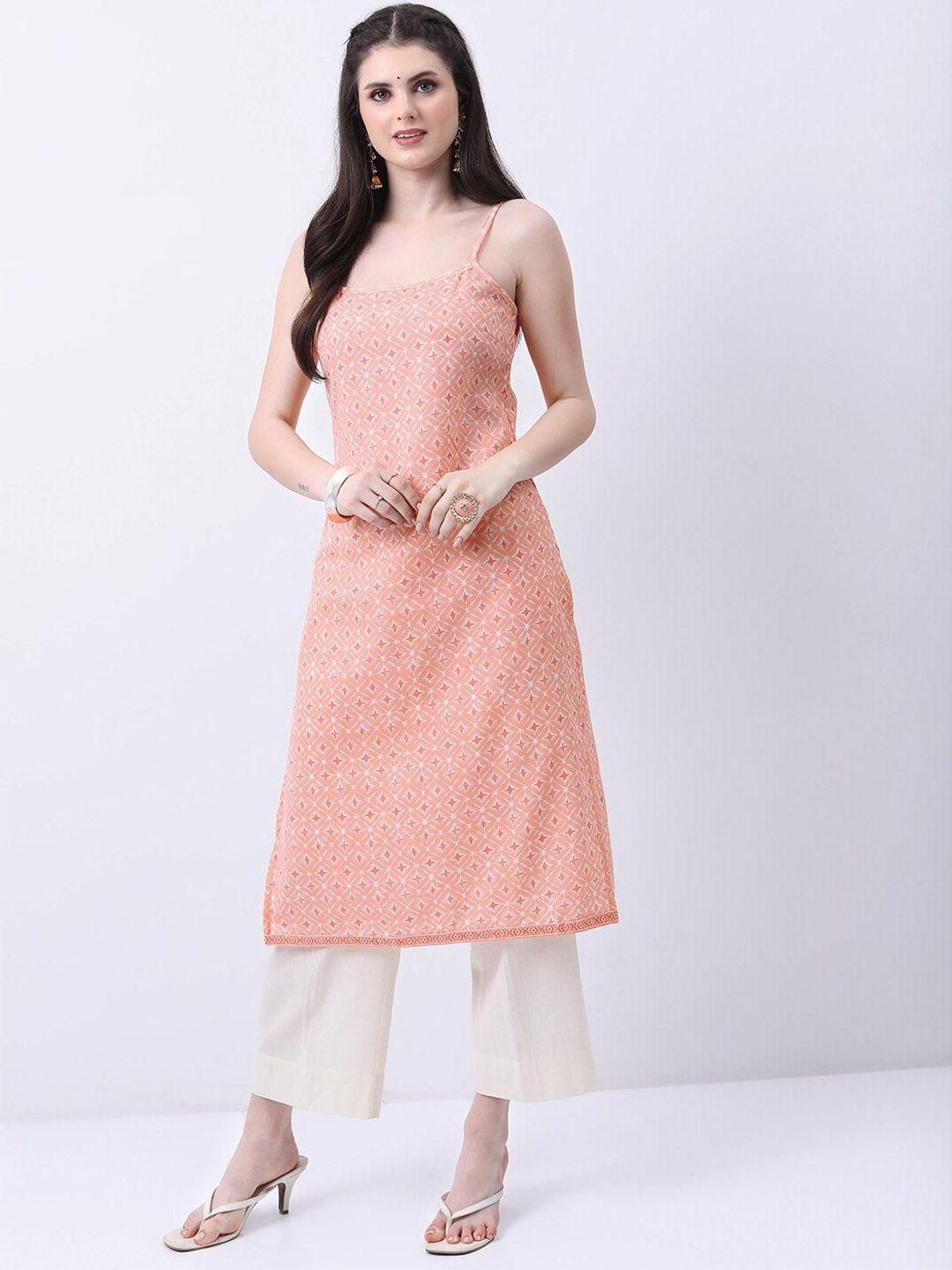 ketch shoulder straps geometric printed kurta