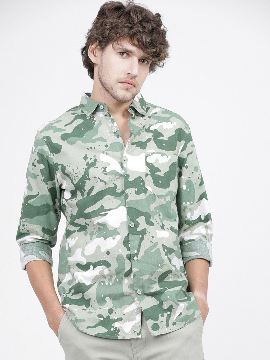 ketch slim fit camouflage printed cotton casual shirt