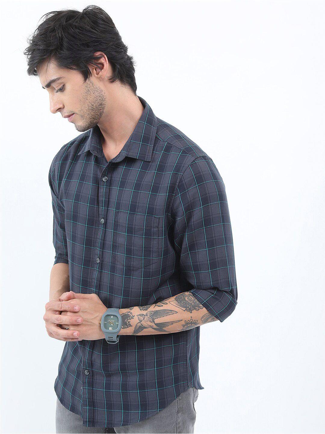 ketch slim fit checked casual shirt