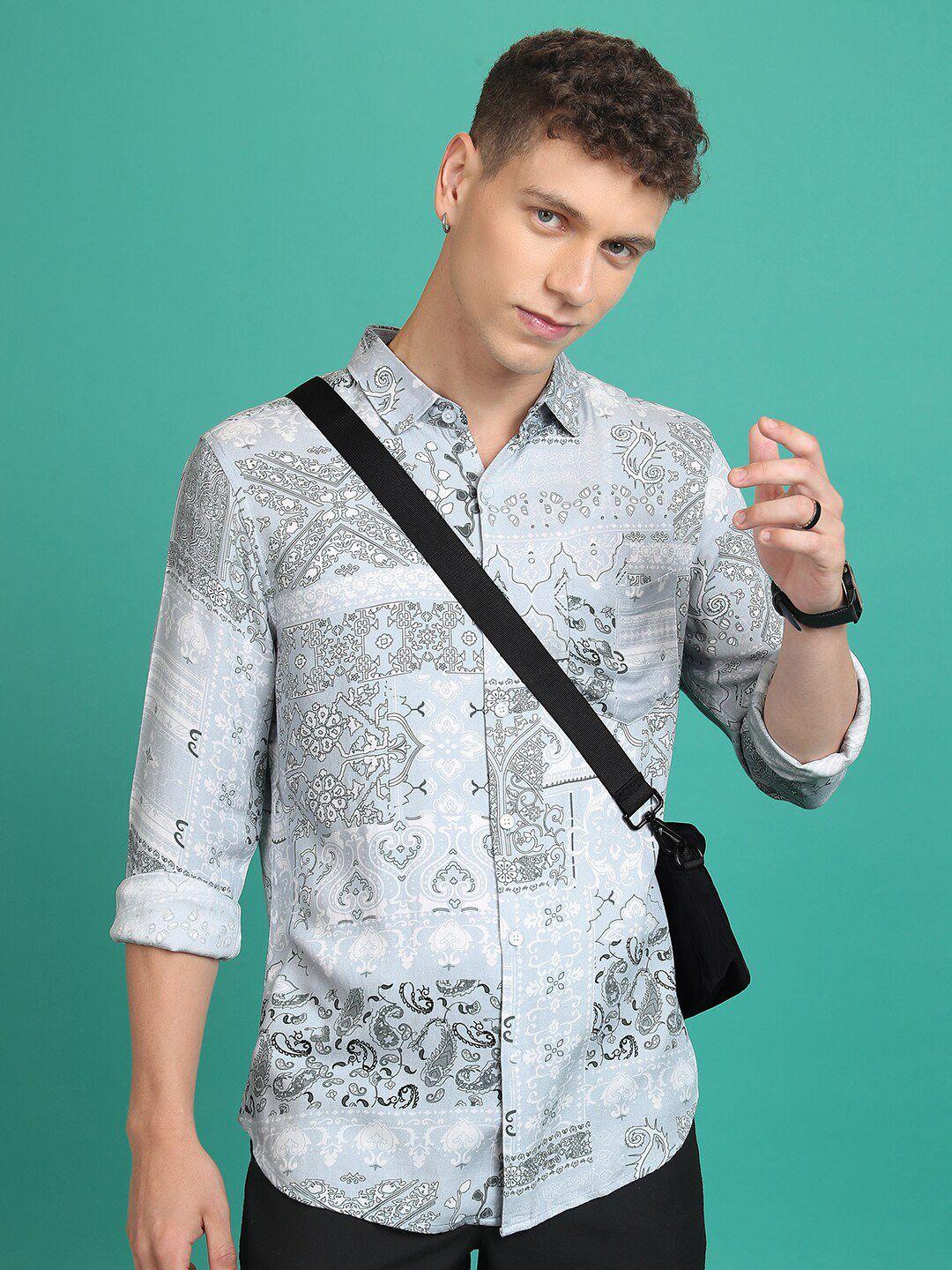 ketch slim fit ethnic motifs printed casual shirt