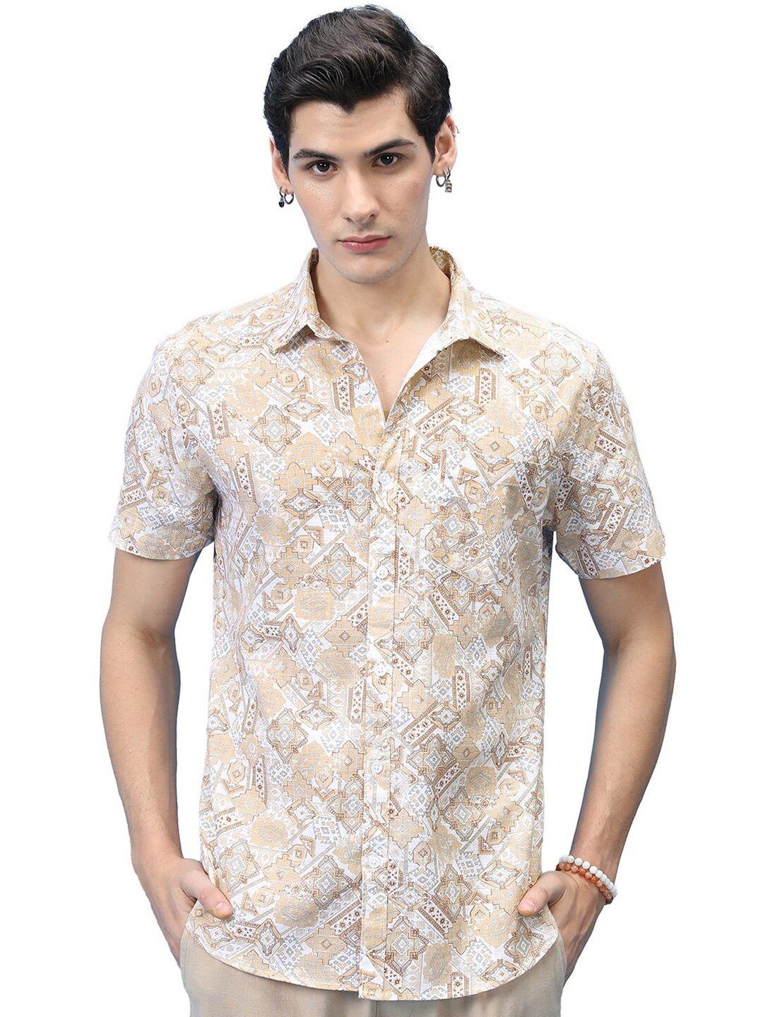 ketch slim fit ethnic motifs printed spread collar cotton casual shirt