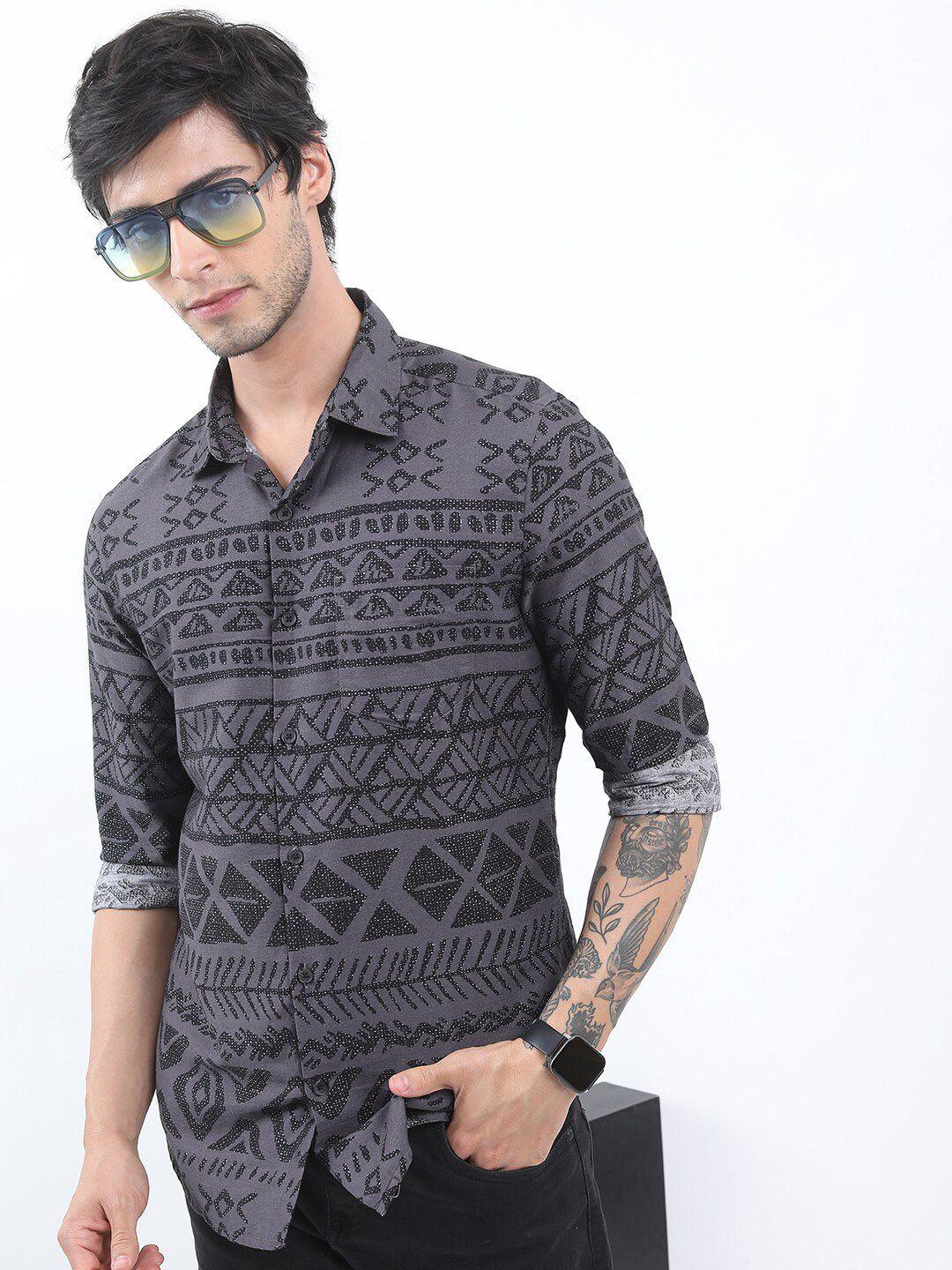 ketch slim fit geometric printed casual shirt