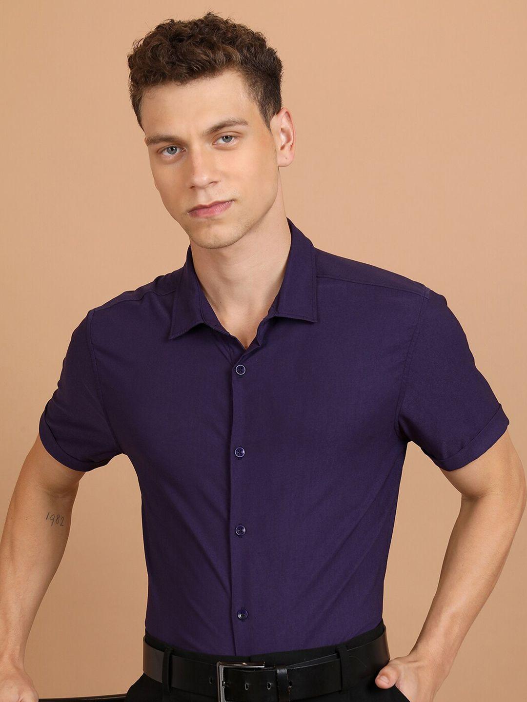 ketch slim fit spread collar casual shirt