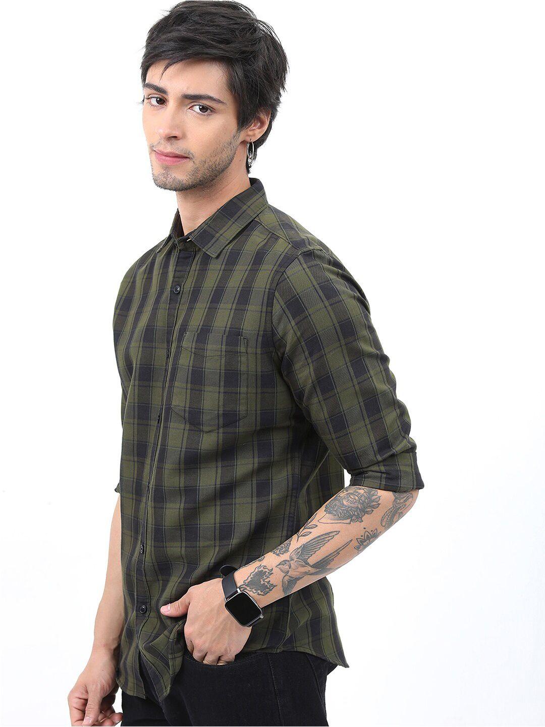 ketch slim fit tartan checked casual shirt