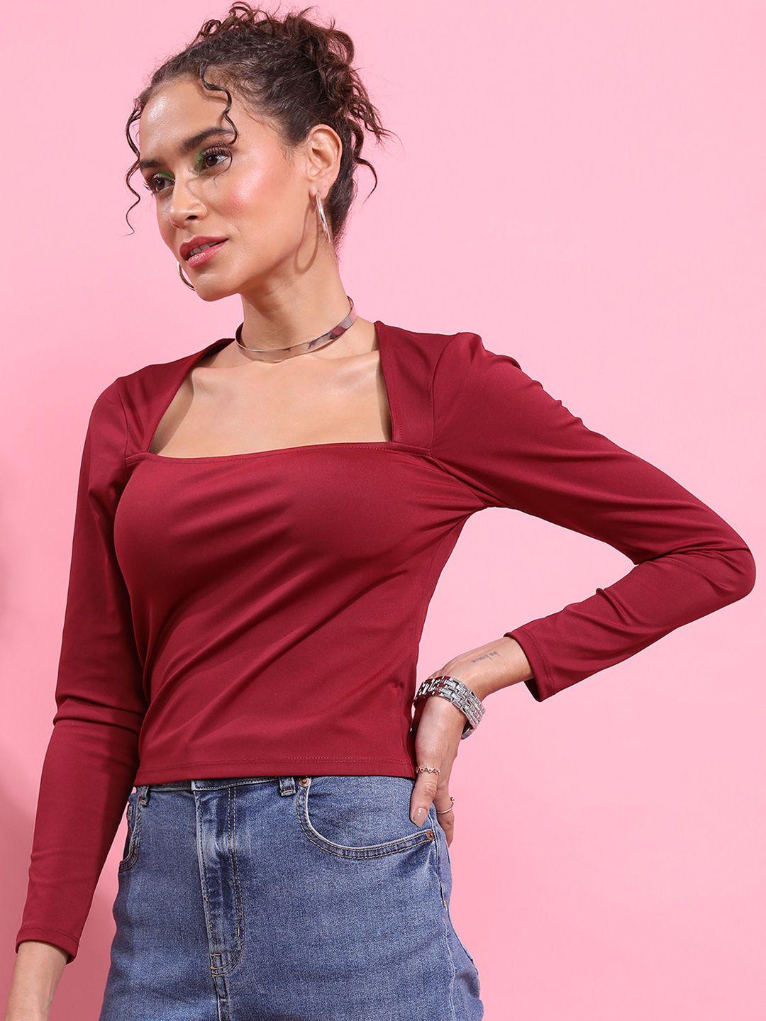 ketch square neck fitted crop top