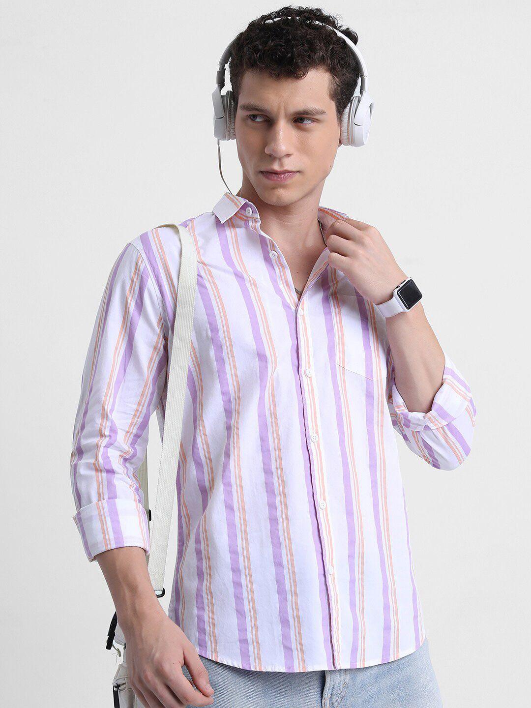 ketch striped slim fit opaque cotton casual shirt