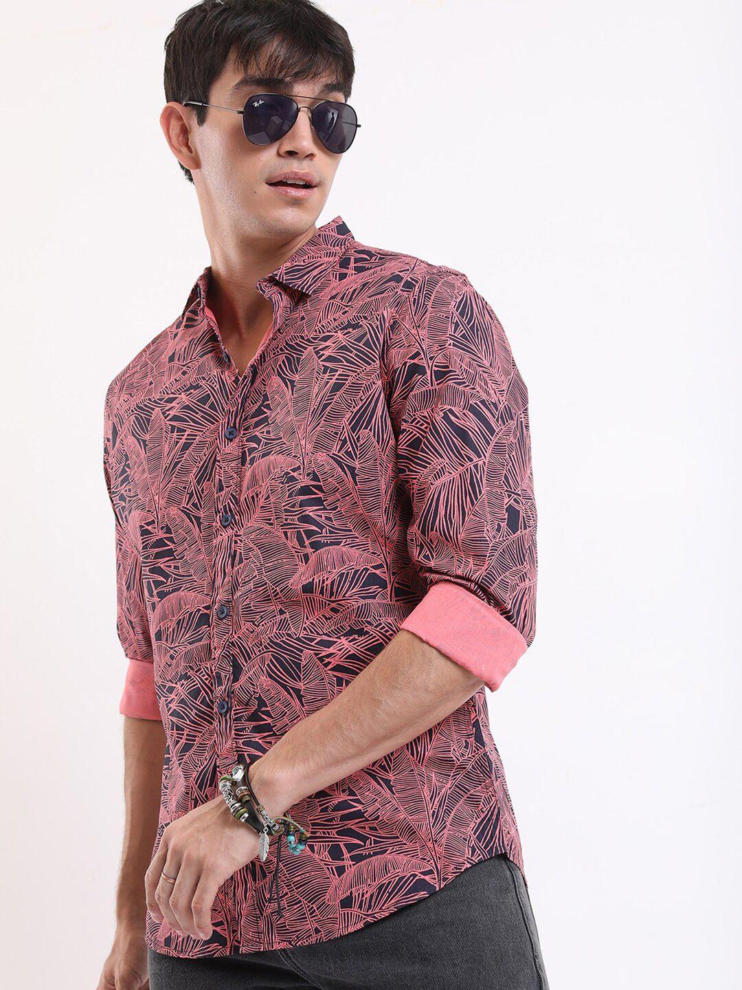 ketch tropical printed spread collar cotton slim fit casual shirt