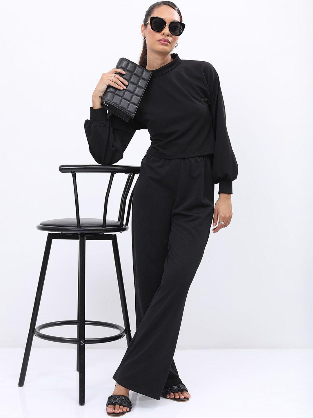 ketch turtle neck puff sleeves top with trousers