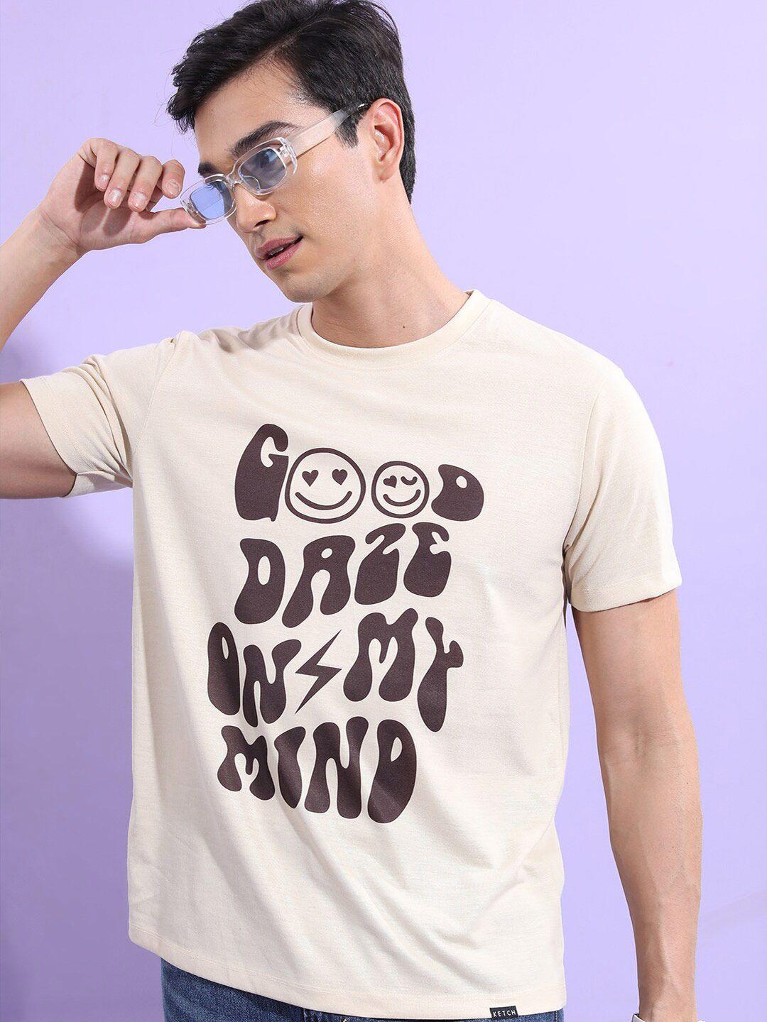 ketch typography printed round neck relaxed fit t-shirt