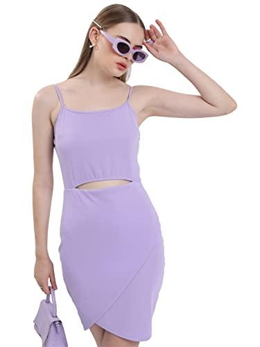 ketch women's polyester blend bodycon mini casual dress (khj6000163_purple